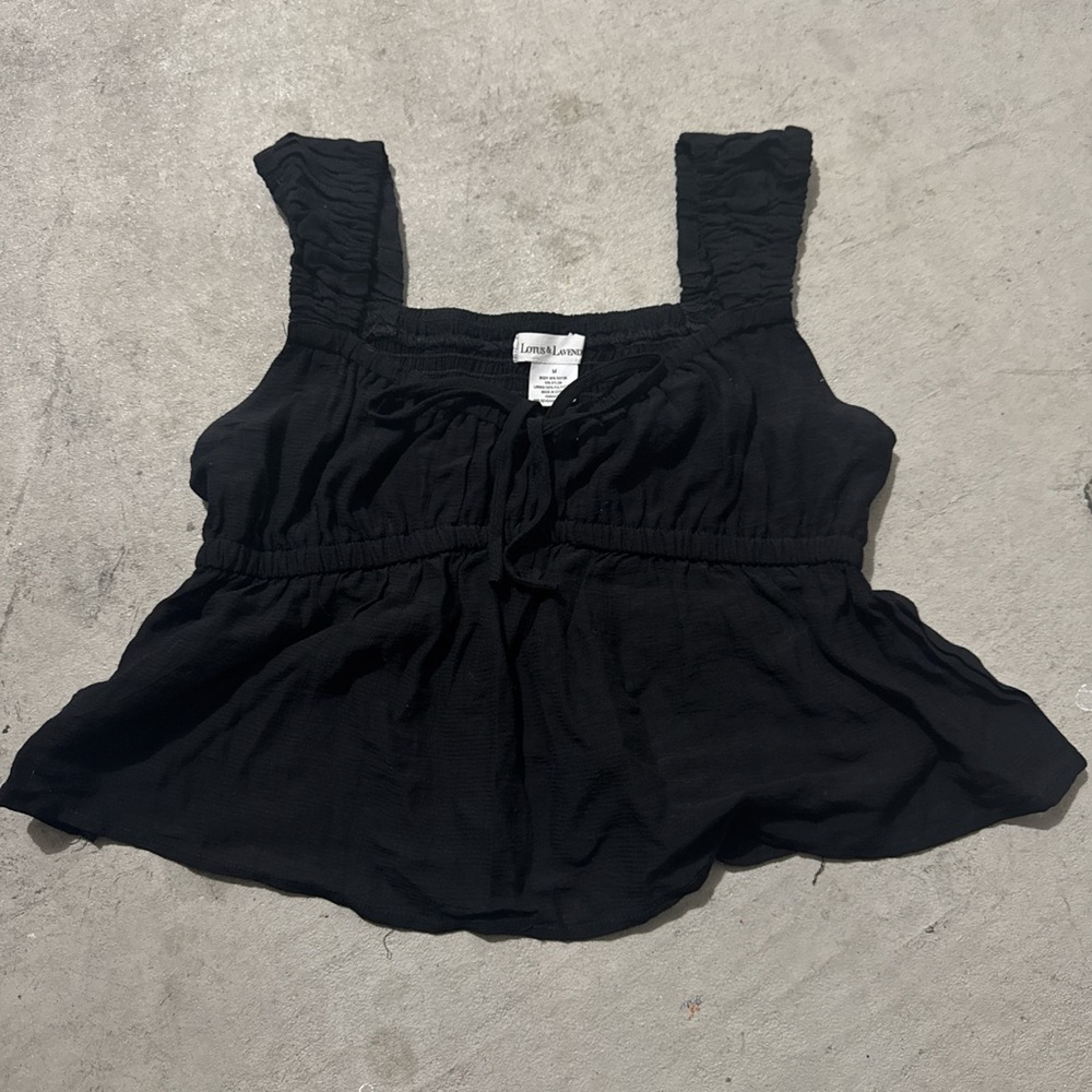 Elegant Black Square Neck Blouse
